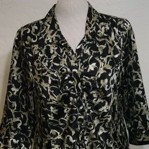 BLUE DIAMOND Size: XL Front Button Satin Blouse